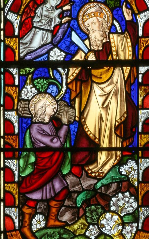 Abraham and Isaac and Jesus and St Veronica in the West Window